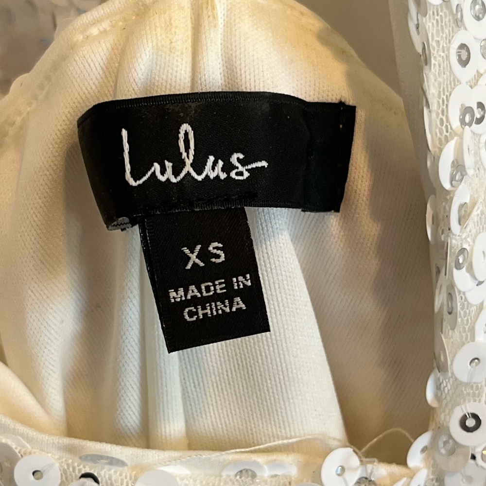 Lulus white sequin low back mini dress, XS - Picture 3 of 8